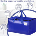 StorageRight Moving Bags-Heavy Duty Moving Boxes, Storage Totes with Zipper, Reinforced Handles and Tag Pocket-Collapsible Moving Supplies for moving, Storage and Travel 93L(Four Colors-4 Pack)