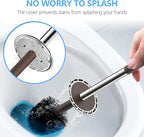 SetSail Toilet Brush, Compact Size Toilet Bowl Brush and Holder Toilet Brushes for Bathroom with Stainless Steel Handle Toilet Cleaner Brush with Durable Scrubbing Bristles, 2 Packs, Brown
