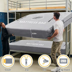 Mattress Bags for Moving and Storage, BETU Waterproof Mattress Protector Twin XL Mattress Cover for College Dorm Essential with 8 Heavy Duty Handles and Zipper Thick Moving Supplies (82x42x13.5 Grey)