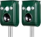 FAYINWBO Latest in 2022 Outdoor Ultrasonic Animal Repeller. Solar Animal Repellent.with Flashing LED Lights, Siren Expelled Cats, Dogs, Rac Green