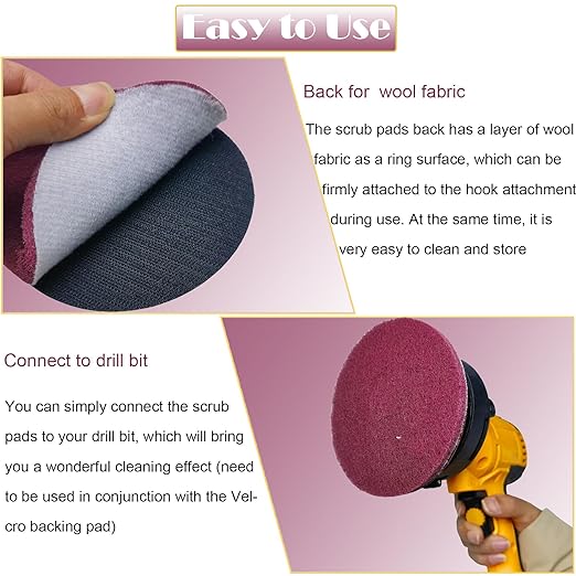 10 PCS 5 Inch 400 Grits Multipurpose Scrubber Scouring Pads Flocking Scuff Pads -Hoop and Loop Scuff Pads Conditioning Discs Polishing Pad for Furniture Automotive Cleaning, Rust Removal