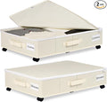 Vincona Under Bed Storage with Wheels, 2 Pack Under Bed Storage Containers with Label Holders for Clothes, Shoes and Blankets, Rolling Underbed Shoe Organizer with Cover, Beige (30.71x15.7x7.28 in)