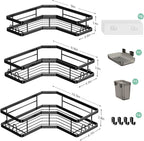 AKTECKE Corner Shower Caddy Bathroom Organizer: Stainless Steel Adhesive Shower Rack - 3Pack No Drilling Shower Shelf - Rustproof Bathtub Organizer