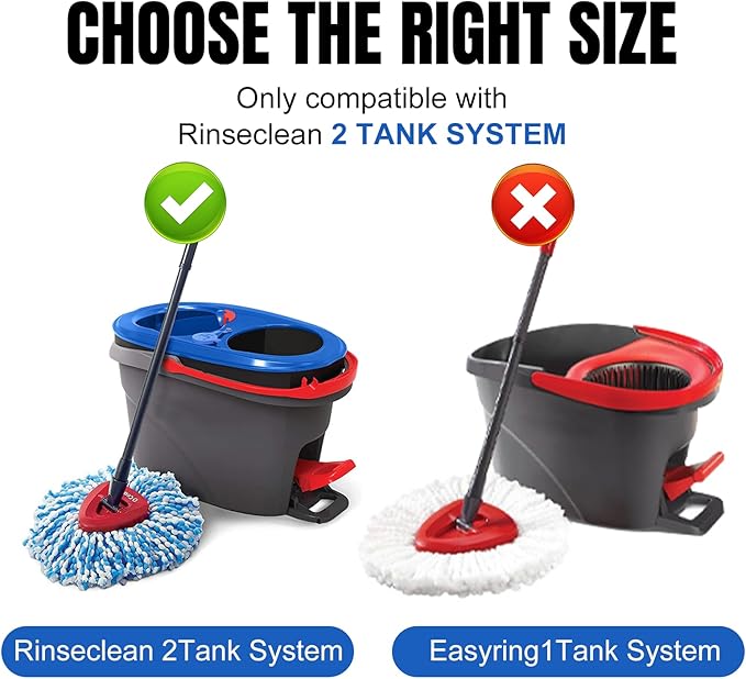 9 Pcs Spin Mop Replacement Heads, 360° Easy Wring Spin Mop 100% Microfiber Refill, Easy Cleaning Spin Mop Heads, 2 Tank System Replace Head for Easy House Cleaning Floor Mopping, Blue&White