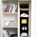 BrilliantJo 2 Pack Hanging Closet Organizer, 5 Shelves Hanging Storage with 6 Side Pockets for Clothes Shoes, 43"x12"x12"(Black)