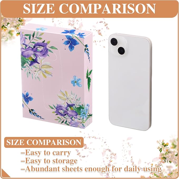 TaoBary 24 Packs Flower Small Boxes of Tissues Car Facial Tissue Boxes Disposable Tissue Packs Cube Facial Tissues 2 Ply 960 Sheets for Holiday Party Bathroom Office Floral Home Decor