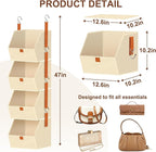 MSJGA 4-Tier Hanging Closet Organizer and Storage with Detachable Bins, Fabric Hanging Shelves for Closet, Dorm, Rv, Space-Saving Collapsible Basket for Handbags, Clothes (47” H)