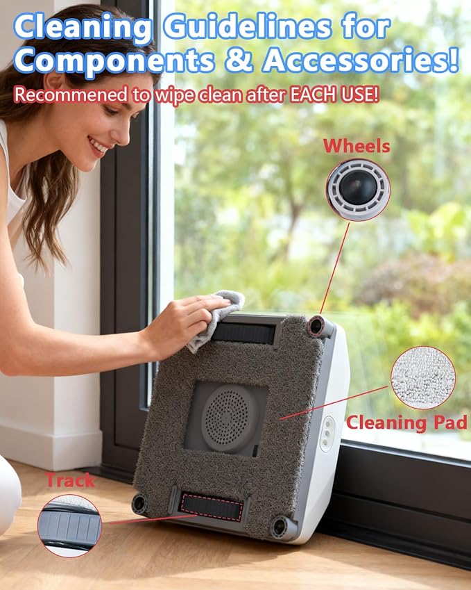 Window Cleaning Robot with 8000Pa, 2025 Upgraded Window Cleaner Robot with Intelligent Path Planning, 15-Stage Anti-Fall, App/Remote Control for Glass, Edge Detection System, Tile & Windows