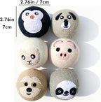 6 PCS Animal Wool Dryer Balls - Reusable Fabric Softener Dispenser Balls, Natural Downy Felt Drying Balls for Laundry (Cute Animal Shapes)
