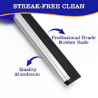 18-Inch Window Squeegee Professional with 12-INCH Chanel Squeegee for Shower Glass, Easy Change Window Cleaner Squeegees Washer Kit for Countertop Car Mirror Cleaning & Washing