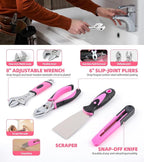 Pink Power-Screwdrivers Tool Set for Women,3.6V Power Screwdriver Cordless Rechargeable Tool Kit 143-Piece Electric Screwdriver Cordless Tool Set Pink 143PCS Tool Box