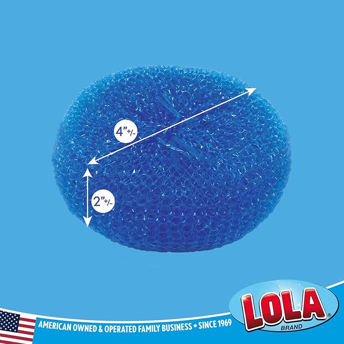LOLA Jumbo 4" Plastic Mesh Scouring Pads, 12 Pack, Non-Scratch, Great for Pots, Dishwashing, Sinks, Appliances, Assorted Colors