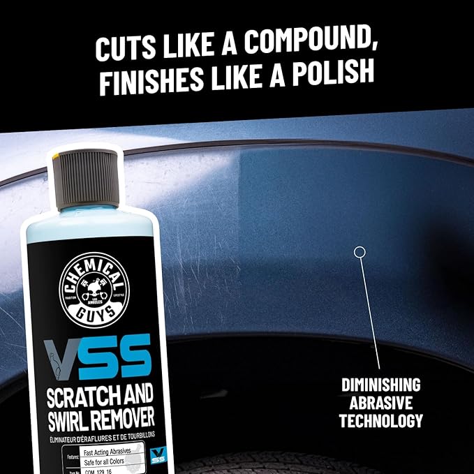 Chemical Guys VSS One-Step Scratch and Swirl Remover - Compound and Polish for Restoring Gloss to Paint, Works on Cars, Trucks, SUVs, Motorcycles, RVs, and More - 16 oz