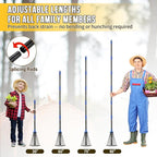 Adjustable Leaf Rake, Heavy Duty Metal Rake for Leaves, Long Handle 30"-60" with Expandable Head 8"-17", Collapsible Small Rakes for Lawns, Gardening, Yard, Camping, Shrub, Grass, Bush, Weed, Debris