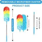 Rainbow Extendable Static Duster Reusable Microfiber Duster with 100" Telescoping Pole, Beandable and Washable Dusters Head for Cleaning Ceiling, Fan, Furniture
