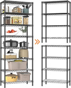 Golpart 8 Tier Adjustable Storage Shelves Heavy Duty Metal Shelf Wire Shelving Unit Organizer Rack for Home Kitchen Office Pantry Room Bathroom Shelving Organizers and Storage Laundry