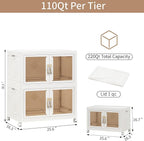 Large Stackable Storage Bins with Lids, 220QT-110QT*2Tier Foldable Cabinet for Closet Organizers, Plastic Storage Containers Box with Wheels