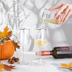 Ciaell 12 Pack Plastic Wine Glasses - 10 Oz Plastic Wine Glasses with Stem - Gold Rim Disposable Cups for Parties & Weddings & Poolside & Toasting & Outdoors & Thanksgiving