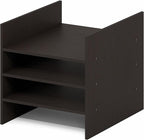 Furinno Cubicle Cube Insert, 3-Shelf Cube Organizer, 3-Tier Shelf Accessory, Fits into Furinno Triple Thick Cubes, IKEA Kallax, for Organizers and Storage, Black Dark Oak