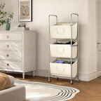 ELYKEN 120L Vertical Rolling Laundry Hamper with Removable Bags, 3 Section Laundry Baskets with Wheels, Space-Saving 3 Tier Laundry Sorter for Small Spaces, Dorm, Bedroom, Bathroom, Laundry Room