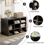 Garden 4 you Shoe Storage Bench, Cubby Shoe Rack with 9 Cubbies, 3-Tier Wood Shoe Rack Organizer, Shoe Organizer Cabinet for Entryway, Hallway, Closet and Garage, Black