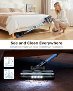 N8 Cordless Vacuum Cleaner,Lightweight Stick Vacuum with Powerful Suction,2200mAh Battery,40 Mins Runtime,Self-Standing,Rechargeable Vacuum Cleaners for Home Hardwood Floor Carpet Pet Hair (Blue)