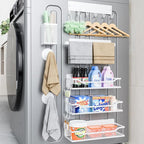 Multifunctional Magnetic Shelf for Washing Machine, Refrigerator, Microwave, Coffee Maker, and Any Metal Surface, Powerful Magnetic Shelves Include Magnetic Paper Towel Holder (8 pcs - White)