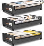 SpaceHacks Under Bed Storage with Wheels 3Pack Storage Containers with Clear Window&Label Under Bed Drawers Rolling Under Bed Storage for Clothes,Shoes, Blankets (30.71 x 16.93 x 6.69 in, Dark Grey)