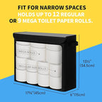 Cupic Cupid Toilet Paper Storage Baskets, Bathroom Toilet Paper Storage with Lid, Holds 12 Regular or 9 Mega Rolls, Slim Toilet Tissue Holder Basket with Clear PVC Lid and Handles, Black