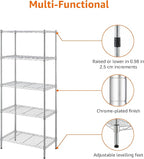 Amazon Basics 5-Shelf Adjustable Storage Shelving Unit for Garage, Steel Wire Rack, 200 Pound Loading Capacity per Shelf, 23.2" x 13.4" x 60", Chrome Finish