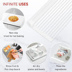 MERRYBOX Roll Up Dish Drying Rack, Silicone Wrapped Over The Sink Dish Rack Foldable Dish Drainer Anti-Slip Dish Racks for Kitchen Counter, Multipurpose Kitchen Sink Drying Rack, 18" x 13", White