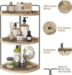 Fixwal Bathroom Counter Organizer, 3 Tier Rustic Bathroom Shelves Corner Organizer, Wood Countertop Storage Tray for Vanity, Kitchen, Bedroom (Light Brown)