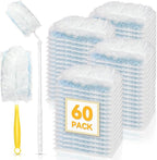60 Pack Dusters Refills Compatible with Swiffer Duster Handle Models, 180° One Sided Duster Refills for Short and Extendable Handles, with 1 Pack Extendable Handle + 1 Short Handle