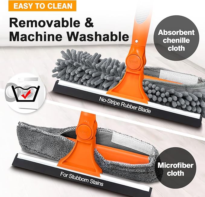 Professional Window Squeegee Cleaner, 2 in 1 Shower Squeegee with Extension Pole, 65”Telescopic Window Washing Equipment with 180°Adjustable Head, Glass Cleaning Tools for Outdoor High Window