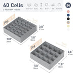 Joyoldelf Sock Organizer Drawer Organizer - Underwear Organizer, Collapsible Closet Organizers and Storage Sock Holders Organizers for Storing Socks, Ties, Belts 2 Pack(Gray)
