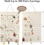 Resovo Hanging Earrings Organizer, Earring Holder & 20 Hooks, Holds Up To 300 Pairs, Compact Design, Soft Material, Earring Hanger Earring Display Hanging Organizer for Women Girls -1 Pack