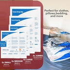 Vacuum Seal Bags for Clothing Travel & Home Storage, travel vacuum bags with pump, Store Blankets, Comforters, Pillows, Seasonal Clothes Compactly,36 Pack With Electric Pump
