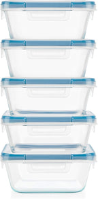 Snapware Total Solutions (10-Pack, 4 Cup) Glass Food Storage Containers Set, Airtight & Leakproof Locking BPA-Free Lids, Freezer Dishwasher Microwave Safe