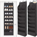 STORAGE MANIAC Over the Door Shoe Organizer Heavy-Duty Large Deep Pocket Hanging Shoe Organizer Shoe Rack Door Closet Shoe Organizer for Wall, Dorm & Narrow Door Storage Shoe Holder Black, 2 Pack