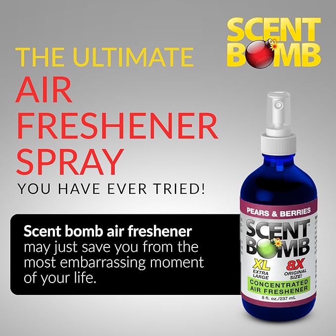 Scent Bomb Air Freshener Spray, Long-Lasting Odor Eliminator for Home & Car, Effective Deodorizer Spray for Kitchen, Bathroom, Fresh Room Spray & Smell Neutralizer, Pears and Berries