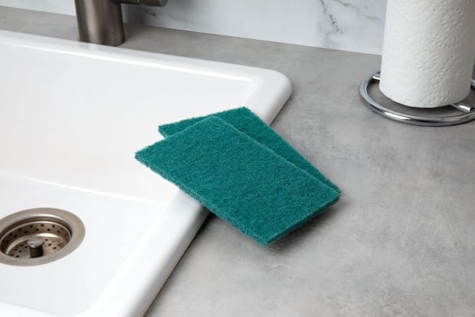 50 Pack Heavy Duty Scouring Pads 4x6 Inch – Green Scrubbing Pads, Non Scratch Bulk Scrub Pads for Kitchen, Dishes, Pots, Pans, Grill & Household Cleaning – Reusable Multipurpose Scrubber Pads