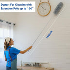 Dusters for Cleaning, Feather Duster Set, 10PCS Duster with Extension Pole Up to 100'' - Extendable, Bendable, and Washable for Ceilings, Chandeliers, and Furniture