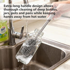 3-Pack Steel Wool Scrubber with Long Handle, Kitchen Dishwashing Pot Scrubber for Deep Cleaning