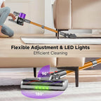 Clinkal Cordless Stick Vacuum Cleaner, 38Kpa Powerful Suction Vacuum Cleaner with LED Headlight, Detachable Battery, 8-in-1 Lightweight Handheld Vacuums for Pet Hair Carpet and Hardwood Floor, Purple