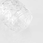 Clear Transparent Apothecary Floral Embossed Glass Jar With Silver/Chrome Metal Lid Cover for Bathroom Organization, Cotton Balls, Q Tips, and Small Accessories, Bathroom Storage