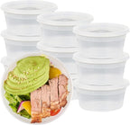 Asporto 12 Ounce To Go Boxes, 100 Microwavable Round Soup Containers - Clear Plastic Lids Included, Do Not Contain BPA, Clear Plastic Soup Containers, Disposable - Restaurantware