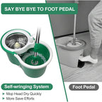 Spin Mop and Bucket with Wringer Set, 360° Spinning Mop Bucket System with 3 Microfiber Mop Replacement Heads, Adjustable Handle for Floor Cleaning (Green)