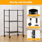 BolDuck 3 Tier Shelf Organizer Rack, Metal Shelving Unit with Wheels/Leveling Feet, Space-Saving Storage Shelves for Closet Laundry Bathroom Kitchen Pantry, 18.11" Wx12.6 Dx31.5 H