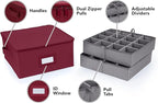 Covermates Keepsakes - Adjustable Zip-Top Storage Box - Configurable FlexGrid Compartments - Heavy Duty Polyester- Reinforced Handles - Stackable Design - Indoor Storage, Scarlett Red
