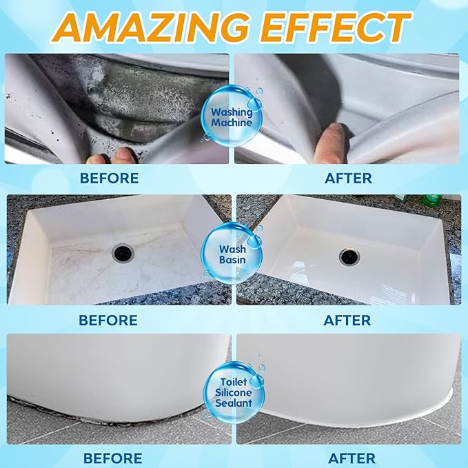 Mold Stain Remover Gel,Washing Machine Cleaner Front Load Washer Gasket Mold Remover Home Stain Cleaner Cleaning Gel for Grout Caulk, Bathroom, Shower, Bathtub, Refrigerator Cleaning Solution 8 Fl Oz
